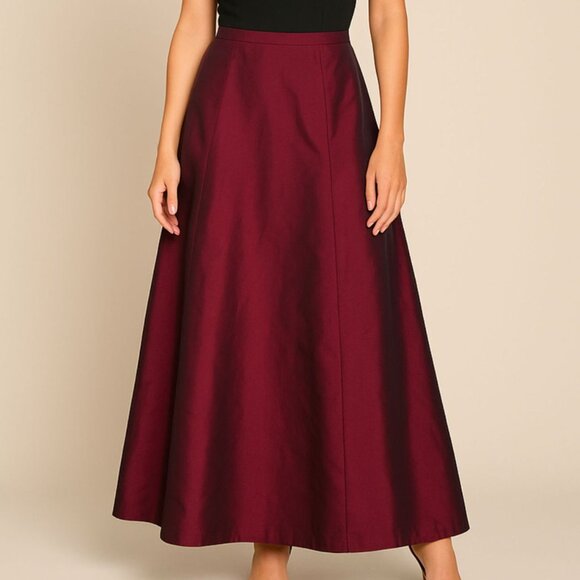 Jessica McClintock Millennium 2000 Burgundy Taffeta Maxi Skirt Size 6 USA VTG - Picture 4 of 12